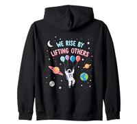 Teamwork Inspiration We Rise By Lifting Others Astronaut Zip Hoodie