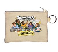 Teamwork Makes The Dream Complicated Here Key Chain Coin Purse Beige