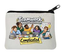 Teamwork Makes The Dream Complicated Here Neoprene Coin Purse Pouch 10x11cm White