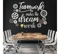 Teamwork Makes the Dream Work Vinyl Wall Decal - Inspirational Office Decor for Workplace, Home Office, Team Collaboration Wall Art