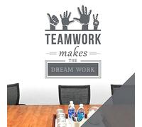 Teamwork Makes The Dreamwork - Company Office, Conference Room, Corporate Wall Art Sticker [Large] [Dark Grey]