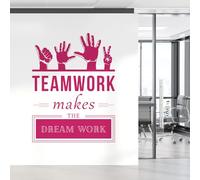 Teamwork Makes The Dreamwork - Company Office, Conference Room, Corporate Wall Art Sticker [XLarge] [Magenta]