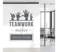 Teamwork Makes The Dreamwork - Corporate Office Motivational Vinyl Wall Decal Sticker [Large] [Dark Grey]