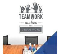 Teamwork Makes The Dreamwork - Corporate Office Motivational Vinyl Wall Decal Sticker [Large] [Mid Blue]