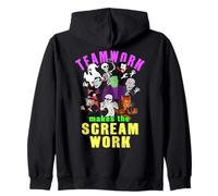 Teamwork Makes The Scream Work Funny Halloween Monsters Zip Hoodie