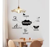 Teamwork Motivational Wall Sticker, Inspirational Quote Vinyl Decal with Communication, Support, Goal, Leader, and Trust, Self-Adhesive Wall Art for Office, Living Room, Study