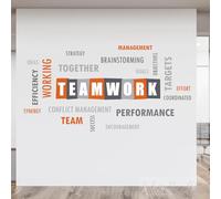 Teamwork Office Wall Decal - Custom Inspirational Quotes Vinyl Stickers for Workplace - Removable Motivational Mural Decor, Durable Office Wall Art & Conference Room Design.