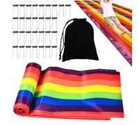 Teamwork Run Mat - Outdoor Lawn Toy,Rainbow Grass Slide Cloth - for Kids Teens Adults Daycare Families Camping Parties Playdates Garden Yard Park Lawn School
