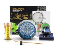 TEANAGOO 7 Pcs Matcha Set,Matcha Whisk Set for Ceremony,Matcha Kit Junware-Blue,Matcha Tea Set for Making Breakfast/Latte,Ceramic Bowl(chawan) Whith Spout and Whisk,Gift for Matcha Lover