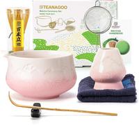 TEANAGOO 7 Pcs Matcha Set, Pink Matcha Kit, Ceremony Matcha Powder Kit,Matcha T