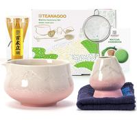 TEANAGOO 7 Pcs Matcha Set, Pink Matcha Kit, Ceremony Matcha Powder Kit,Matcha T