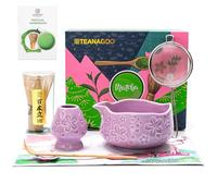 TEANAGOO 7-PCS Purple Matcha Whisk Set with Cherry Blossom Design, Complete Ceremony Kit, Ceramic Chawan Bowl with Spout, Whisk & Accessories, Traditional Matcha Tea Set for Lattes& Gift Giving