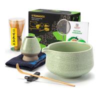 TEANAGOO Matcha Set, 7 Pcs Matcha Whisk Set, Matcha Kit for Ceremony, Matcha Tea Set for Making Breakfast/Latte, Green Matcha Bowl(Chawan) Whith Spout and Whisk, Gift for Matcha Lover