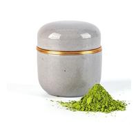 TEANAGOO Ceramic Japanese Matcha Green Tea Canister Kit X2, Dark Grey, Sealed Ceramic Tin for Matcha Powder, Colour Box Packaging