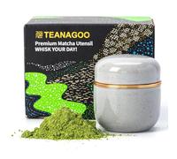 TEANAGOO Ceramic Japanese Matcha Green Tea Canister Kit X2, Dark Grey, Sealed Ceramic Tin for Matcha Powder, Colour Box Packaging