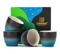 TEANAGOO Ceramic Japanese Tea Cup, 4 Pcs/Box, Occupied Japan Cups, Chinese Cup, Asian Cups no Handles, 5.6 oz/ 160ml,Gradient Navy Blue