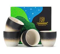 TEANAGOO Ceramic Japanese Tea Cup, 4 Pcs/box, Occupied Japan Cups, Chinese Cup, Asian Cups no Handles,5.6 oz/ 160ml,Gradient Navy Black