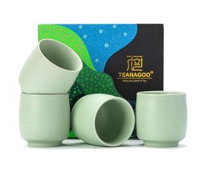 TEANAGOO Ceramic Japanese Tea Cup, 4 Pcs/box, Occupied Japan Cups, Chinese Cup, Asian Cups no Handles, 6.16oz / 175ml,Ruware,Lt.Green