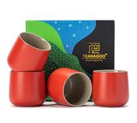TEANAGOO Ceramic Japanese Tea Cup, 4 Pcs/Box, Occupied Japan Cups, Chinese Cup, Asian Cups no Handles, 7.2oz / 205 ml,Red