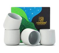 TEANAGOO Ceramic Japanese Tea Cup, 4 Pcs/box, Occupied Japan Cups, Chinese Cup, Asian Cups no Handles，Lt.Grey（7.2oz / 205 mlx 4）