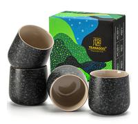 TEANAGOO Ceramic Japanese Tea Cup, 4 Pcs/Box, Occupied Japan Cups, Chinese Cup, Asian Cups no Handles，7.2oz / 205 ml, Charcoal Grey