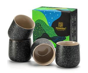 TEANAGOO Ceramic Japanese Tea Cup, 6.9oz/205ml, Charcoal Grey, H17, 4 Pcs/Box, Asian Tea Cup Set, New Year Sale , Top gift picks