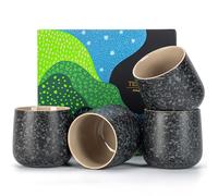 TEANAGOO Ceramic Japanese Tea Cup, 7.2Oz / 205 ml, Charcoal Grey, H17, 4 Pcs/Box, Asian Tea Cup Set