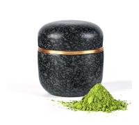 TEANAGOO Ceramic Matcha Tea Canister | Portable Mini Matcha Storage Jar with Aluminum Alloy Lid, Double Seal for Freshness, 2.8 oz, Ideal for Travel & Home - X1, Charcoal Grey