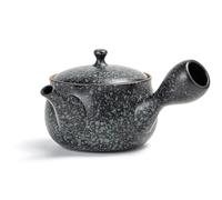 TEANAGOO Ceramic Teapot with Infuser | Small Ceramic Side-Handle Tea Pot with infusers for Loose Tea/Japan Kyusu (8.5 oz) with Steeper | Tea Pots for Tea Party, Clay Teapot Set, VP1, Rock Black