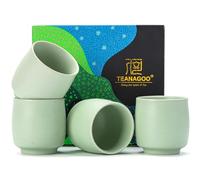 TEANAGOO Ceramic Japanese Tea Cup, 4 Pcs/box, Occupied Japan Cups, Chinese Cup, Asian Cups no Handles, 6.16oz / 175ml,Ruware,Lt.Green