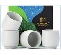 TEANAGOO Ceramic Japanese Tea Cup, 4 Pcs/box, Occupied Japan Cups, Chinese Cup, Asian Cups no Handles, 6.16oz / 175ml,Ruware,Lt.Green