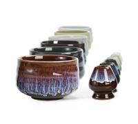 TEANAGOO Japanese Ceramic Matcha Bowl with Whisk Holder, 18 OZ. K16, Purple, Chawan Tea Bowl, Bowls for Matcha, Traditional Ceremonial Accessories, Junware-purple, TG-K16