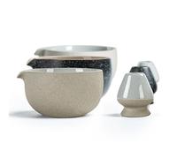 TEANAGOO Japanese Natural Rock Texture Matcha Bowl with Whisk Holder, 18 OZ. K12, Dk.Grey, Chawan Matcha Tea Bowl, Ceramic Bowl, Tea Bowls for Matcha, Chawan, Traditional Ceremonial Accessories