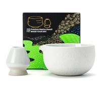 TEANAGOO Japanese Natural Rock Texture Matcha Chawan with Whisk Rest, 18 OZ. K13, Lt. Grey, Matcha Tea Bowl, Ceramic Bowl, Tea Bowls for Matcha, Ceramic Matcha Bowl Traditional Ceremonial Accessories