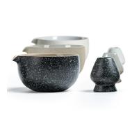 TEANAGOO Japanese Natural Rock Texture Matcha Chawan with Whisk Rest, 18 OZ. K17, Rocky-Black/Grey, Matcha Tea Bowl, Ceramic Bowl, Tea Bowls for Matcha, Ceramic Matcha Bowl