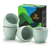 TEANAGOO Ceramic Japanese Tea Cup, 4 Pcs/Box, Occupied Japan Cups, Chinese Cup, Asian Cups no Handles,5.6 oz/ 160ml,Celedon Blue
