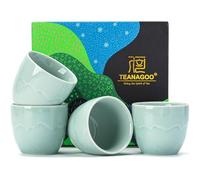 TEANAGOO Japanese Tea Cups, 6.3 Oz/180ml, Celadon Blue, 4 Pcs/Box, No Handles, Ceramic, For Japanese & Asian Tea