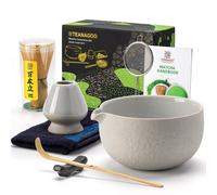 TEANAGOO 7 Pcs Matcha Set Lt.Grey, Matcha Kit for Ceremony, Matcha Tea Set for Making Breakfast/Latte, Matcha Whisk Set and Bowl with All Accessories, Gift for Matcha Lover/Friend/Family
