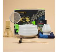TEANAGOO MATCHA KIT, Japanese Tea Set, Matcha Bowl, Bamboo Whisk, Scoop, Sieve, Whisk Holder, N1 Matcha Whisk Set, Matcha Green Tea Powder