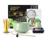 TEANAGOO Matcha Set, 7 Pcs Matcha Whisk Set, Matcha Kit for Ceremony, Matcha Tea Set for Making Breakfast/Latte, Green Matcha Bowl(Chawan) Whith Spout and Whisk, Gift for Matcha Lover
