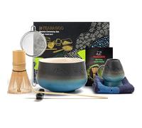 TEANAGOO Matcha Set (7pcs) Matcha Whisk Mtacha Kit Matcha Bowl Bamboo Matcha Whisk (Chasen) Scoop (chashaku) Whisk Holder. N23, Gradient Navy Black