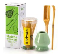 TEANAGOO Matcha Set, Bamboo Whisk (Chasen), Green Celadon Whisk Holder, Traditional Bamboo Scoop (Chashaku), Perfect for Matcha Latte & Traditional Ceremonies | The Ultimate Gift for Matcha Lovers