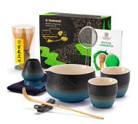 TEANAGOO Matcha Set Matcha Whisk Matcha Bowl with Pouring Spout Scoop Matcha Whisk Holder Tea Making Kit. Japanese Tea Set (7pcs) + 2Cups(5.6oz),S33,Gradient Navy Black,Color Box Packing, New Year Sal