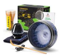 TEANAGOO Matcha Set, 7 Pcs Matcha Kit for Ceremony, Ceramic & Bamboo Matcha Bowl, Whisk & Accessories, Junware Set, Junware-blue