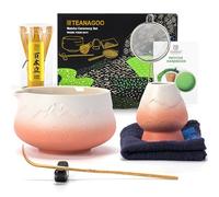 TEANAGOO Matcha Whisk, 7 Pcs Matcha Set, Matcha Kit for Ceremony, Matcha Tea Set for Making Breakfast/Latte, Matcha Whisk and Orange Giadient White Bowl with Scoop&Sifter, Gift for Matcha Lover