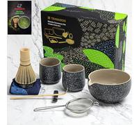 TEANAGOO Matcha Whisk,9 Pcs Ceramic Matcha Set,Matcha Kit for Ceremony,Matcha Tea Set for Making Breakfast/Matcha Latte,Matcha Whisk and Bowl Set with 2 Matcha Cups(7.2oz),Gift for Matcha Lover