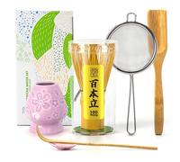 TEANAGOO Matcha Whisk Set,6-PCS Traditional Starter Set,100 Prongs Whisk with Purple Cherry Blossom Holder,Scoop(Chashaku),Tea Spoon,Bamboo Chasen,Ceremony Accessory,Gift for Friend/Family