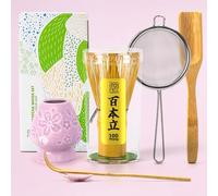 TEANAGOO Matcha Whisk Set,6-PCS Traditional Starter Set,100 Prongs Whisk with Purple Cherry Blossom Holder,Scoop(Chashaku),Tea Spoon,Bamboo Chasen,Ceremony Accessory,Gift for Friend/Family