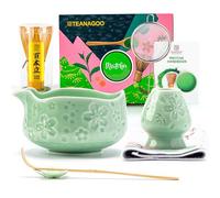 TEANAGOO Matcha Whisk Set,7 Pcs Matcha Set Blue Green,Ceremony Matcha Kit,Matcha Tea Set for Making Latte,Ceramic Bowl(chawan) Whith Spout and Whisk,Gift for Matcha Lovers