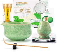 TEANAGOO Matcha Whisk Set,7 Pcs Matcha Set Green,Ceremony Matcha Kit,Matcha Tea